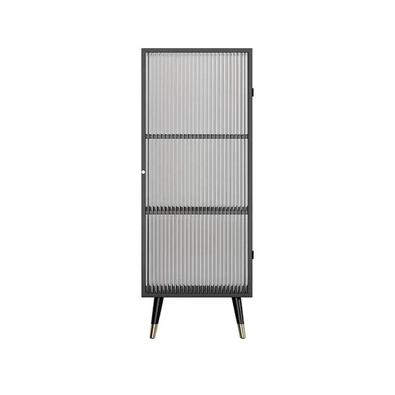 Industrial Metal Curio Cabinet Glass Doors Display Cabinet with 3 Shelves for Living Room