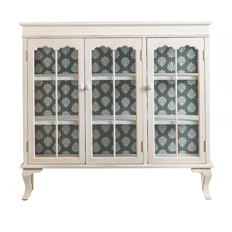 Modern Faux Wood Display Cabinet 16" W White Hutch Cabinet for Dining Room