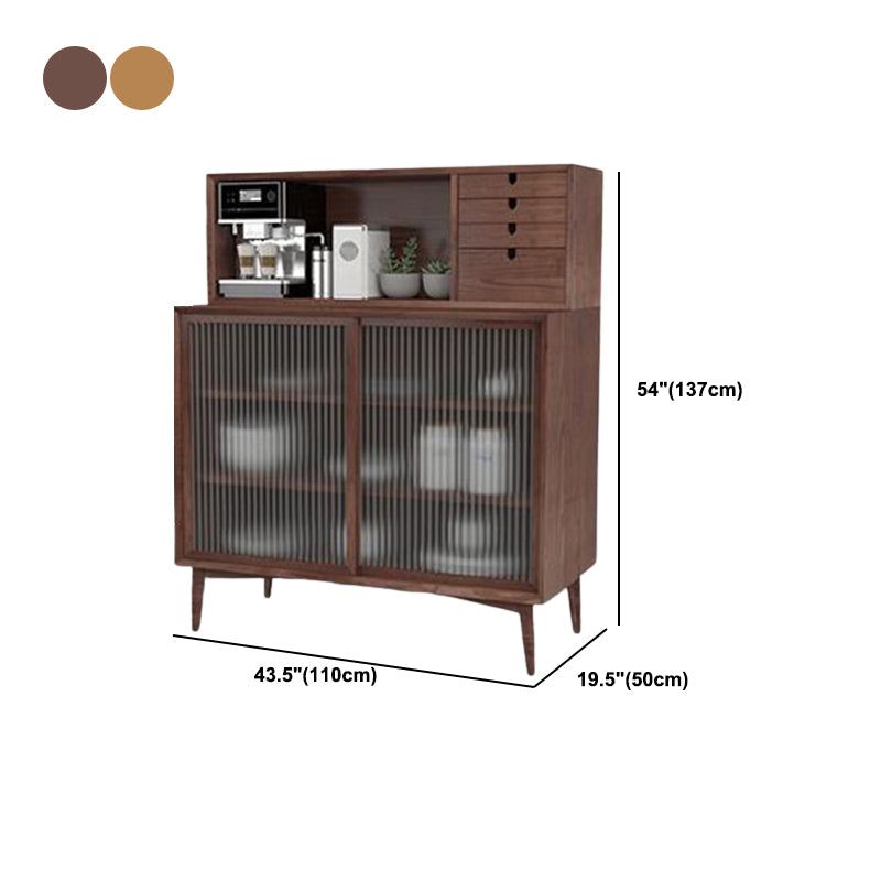 Modern Faux Wood Dining Hutch Standard Natural 20" W Hutch Cabinet with Doors