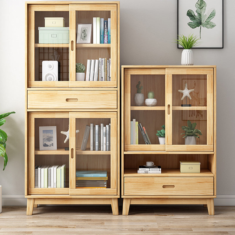 Modern Pine Dining Hutch Standard Natural Hutch Cabinet for Dining Room