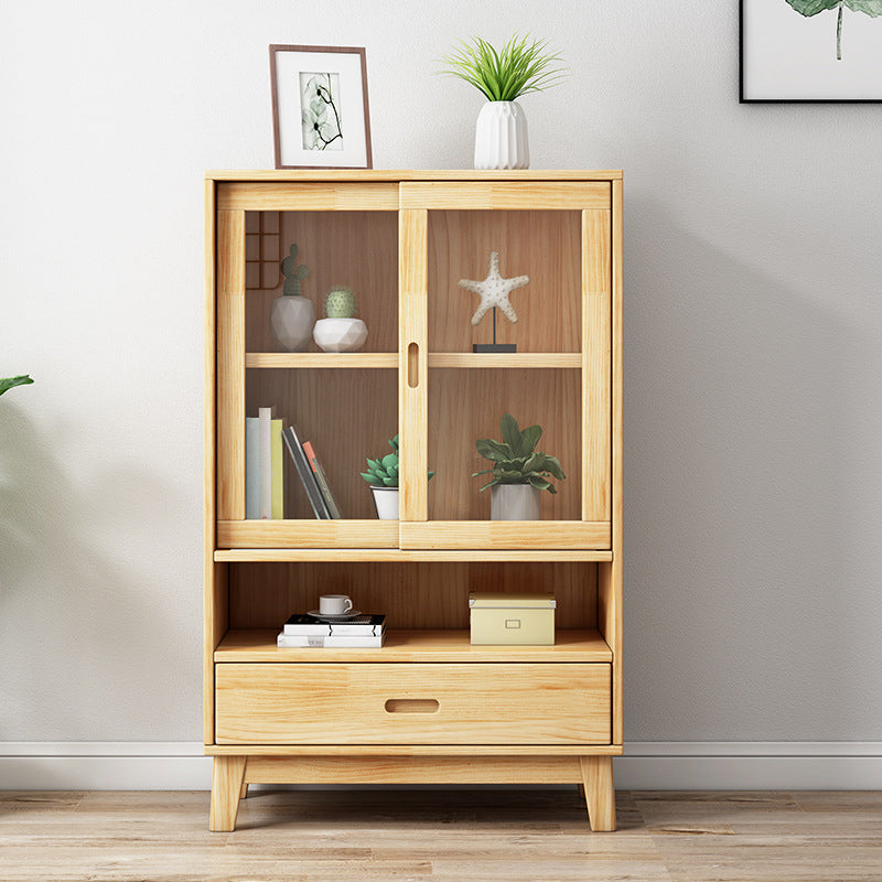 Modern Pine Dining Hutch Standard Natural Hutch Cabinet for Dining Room