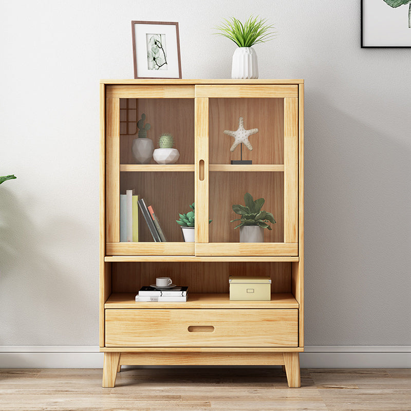 Modern Pine Dining Hutch Standard Natural Hutch Cabinet for Dining Room