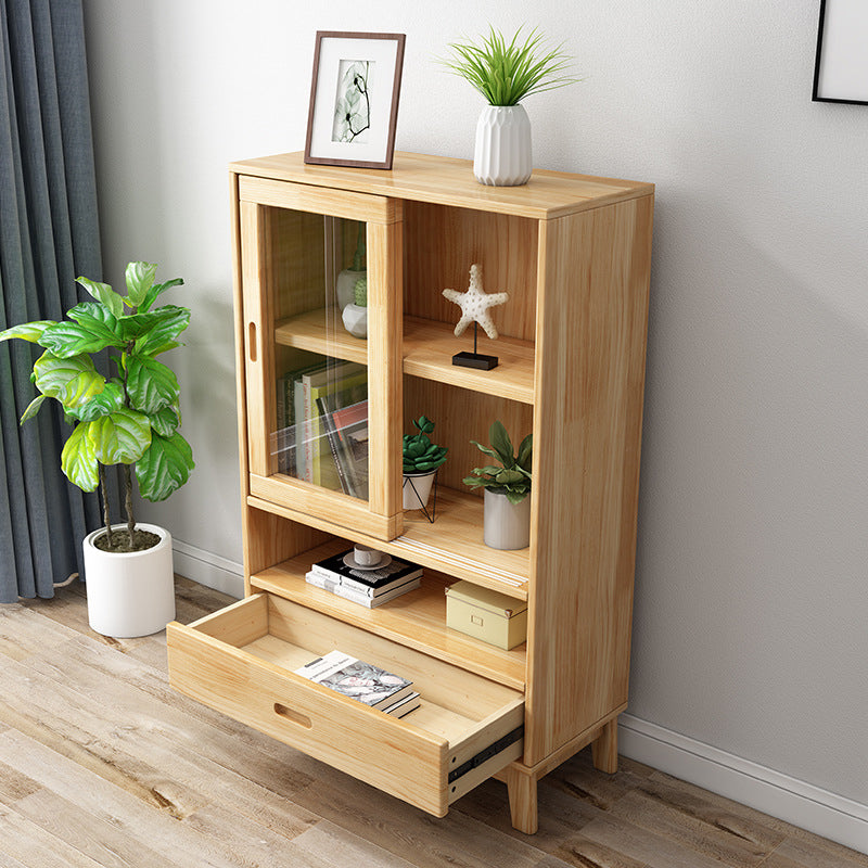 Modern Pine Dining Hutch Standard Natural Hutch Cabinet for Dining Room