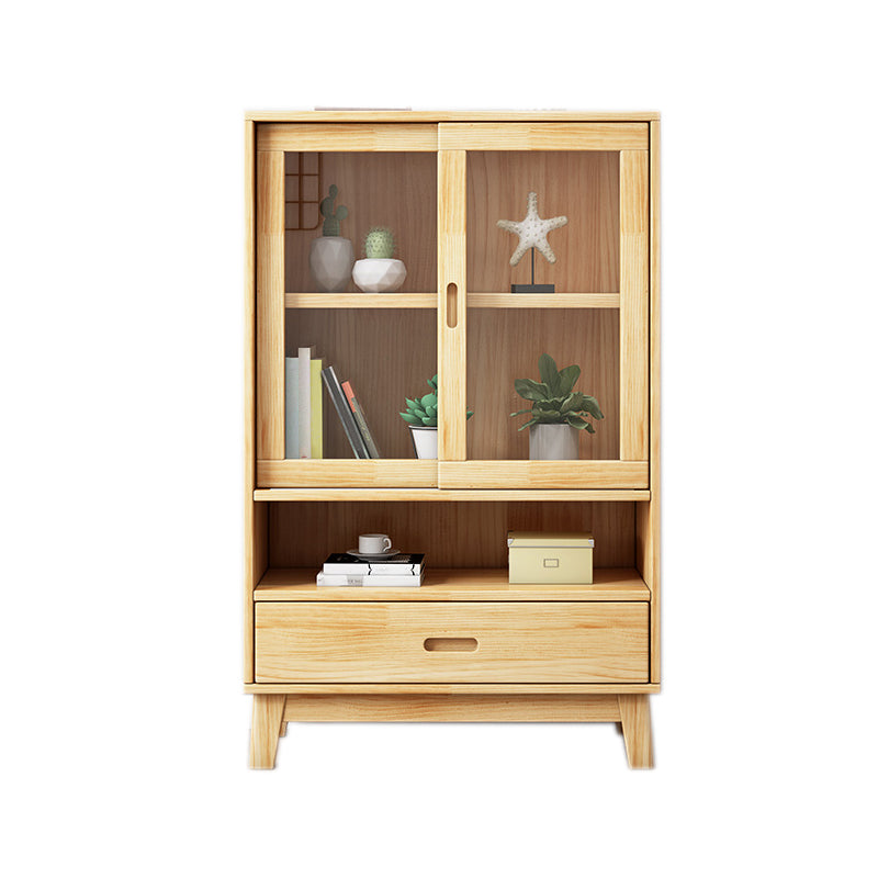 Modern Pine Dining Hutch Standard Natural Hutch Cabinet for Dining Room