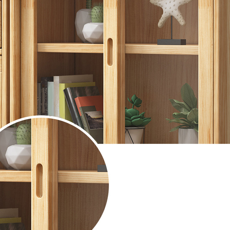 Modern Pine Dining Hutch Standard Natural Hutch Cabinet for Dining Room