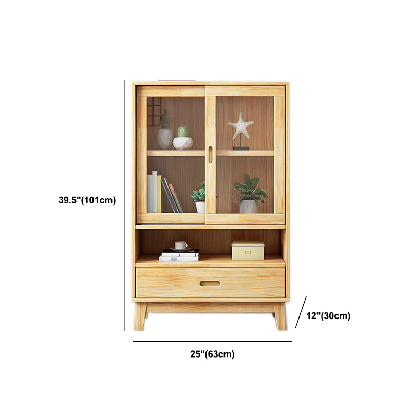 Modern Pine Dining Hutch Standard Natural Hutch Cabinet for Dining Room