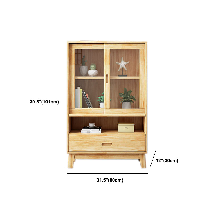 Modern Pine Dining Hutch Standard Natural Hutch Cabinet for Dining Room