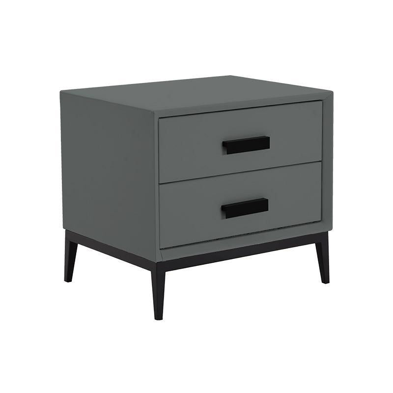 Contemporary Leather Accent Table Nightstand 18.11" Tall 2 Drawers Bed Nightstand