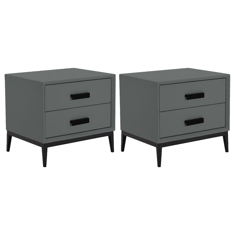 Contemporary Leather Accent Table Nightstand 18.11" Tall 2 Drawers Bed Nightstand