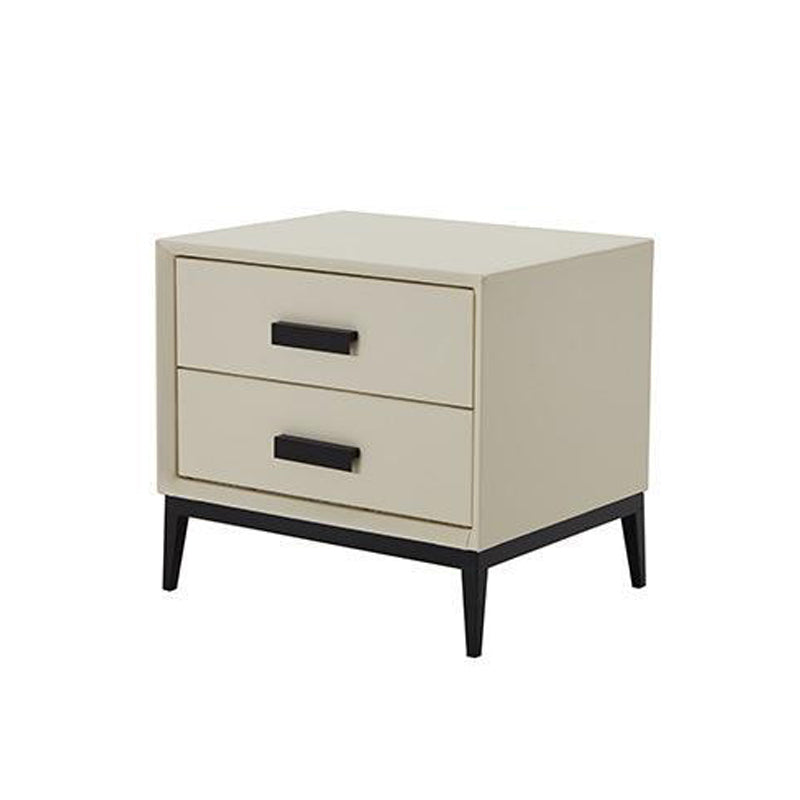 Contemporary Leather Accent Table Nightstand 18.11" Tall 2 Drawers Bed Nightstand