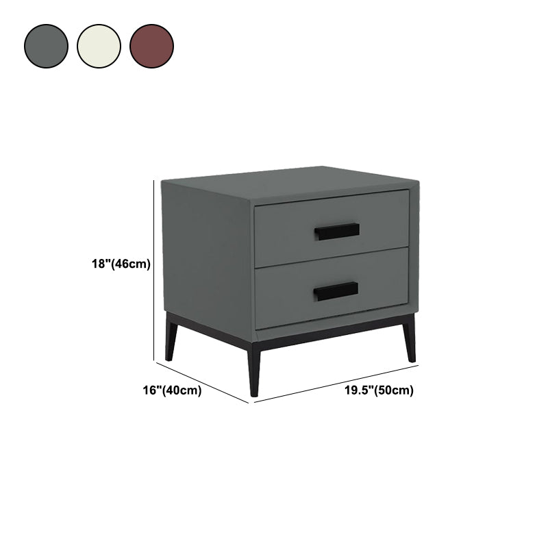 Contemporary Leather Accent Table Nightstand 18.11" Tall 2 Drawers Bed Nightstand