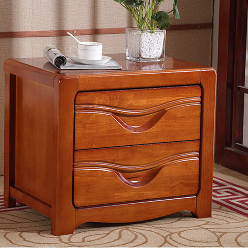 2 Drawers Accent Table Nightstand 19.68" Tall Contemporary Bed Nightstand