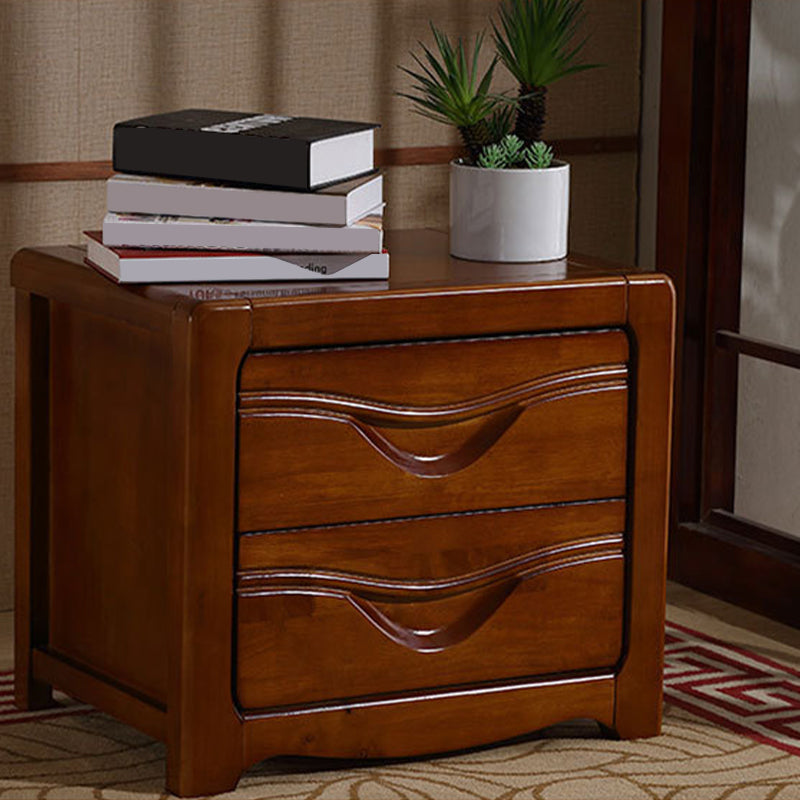 2 Drawers Accent Table Nightstand 19.68" Tall Contemporary Bed Nightstand