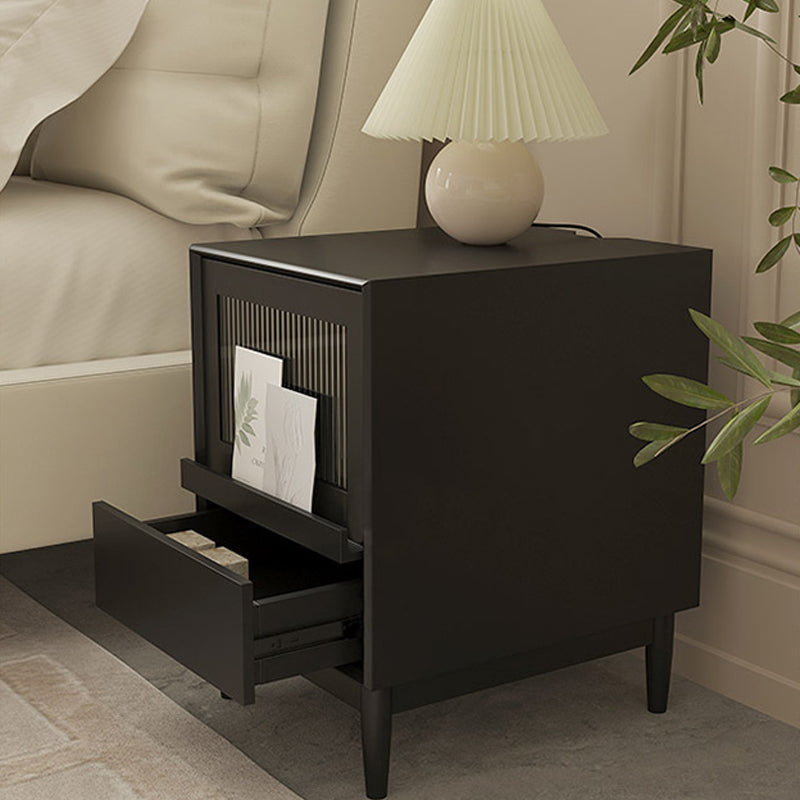 Solid Wood Bed Nightstand Industrial Night Table with Drawers