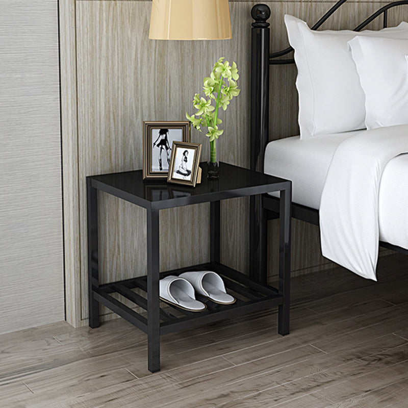 Lower Shelf Night Table Modern Metal Bedside Cabinet for Bedroom