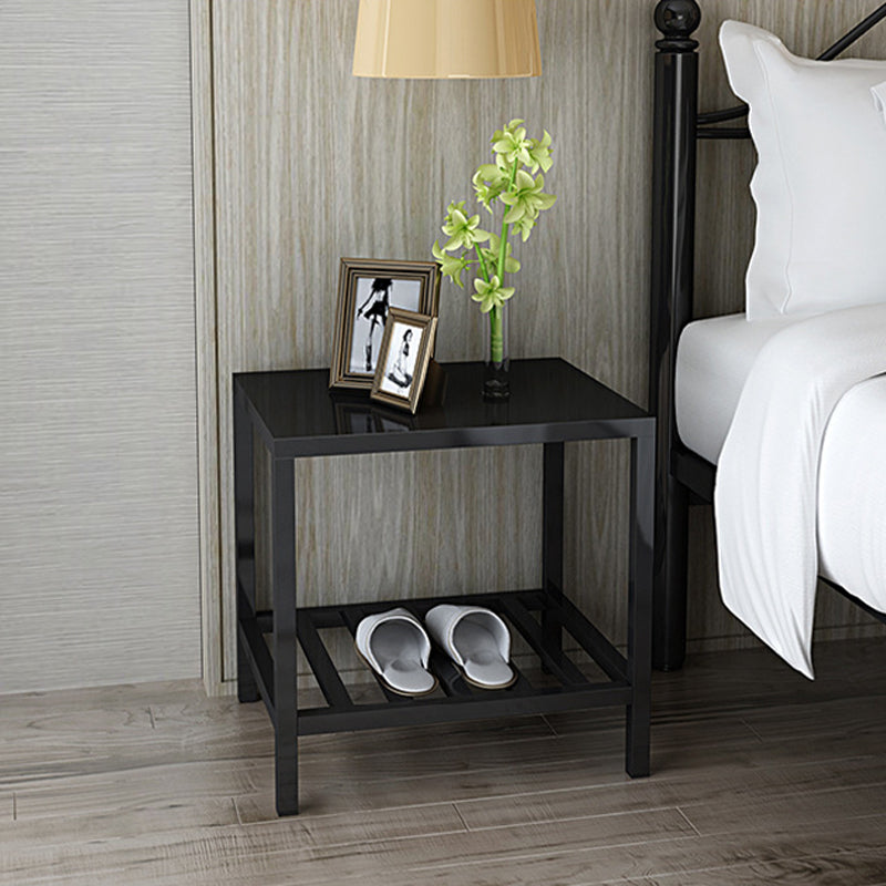 Lower Shelf Night Table Modern Metal Bedside Cabinet for Bedroom