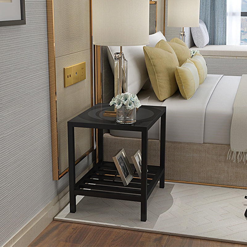 Lower Shelf Night Table Modern Metal Bedside Cabinet for Bedroom