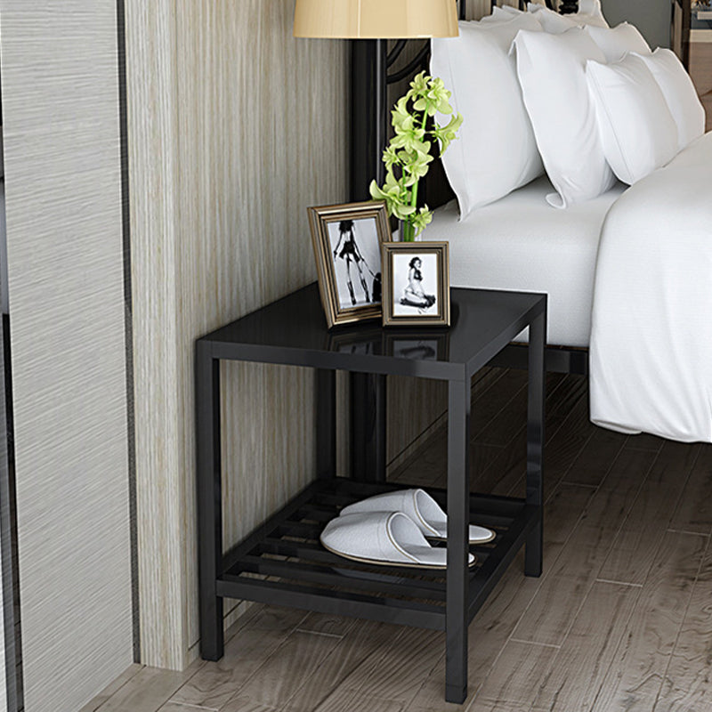 Lower Shelf Night Table Modern Metal Bedside Cabinet for Bedroom