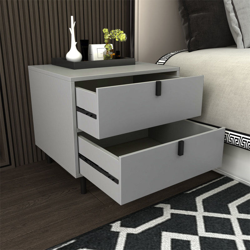 Modern Solid Wood Nightstand Legs Included Bedside Cabinet with 2 Drawers