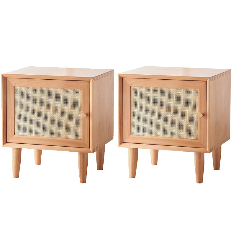 Contemporary Lower Shelf Nightstand Rattan Bedside Cabinet with Drawer for Bedroom