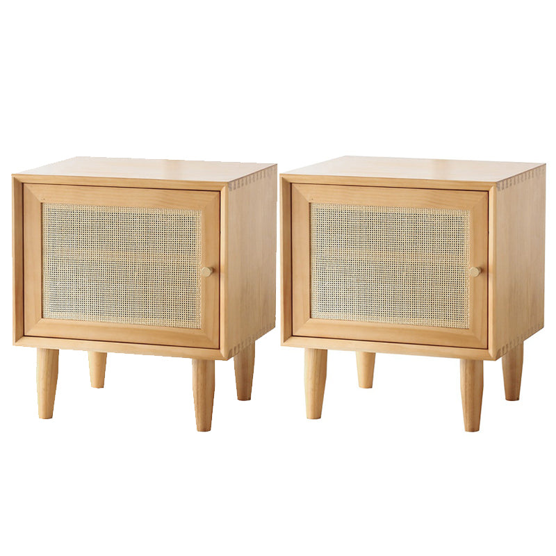 Contemporary Lower Shelf Nightstand Rattan Bedside Cabinet with Drawer for Bedroom