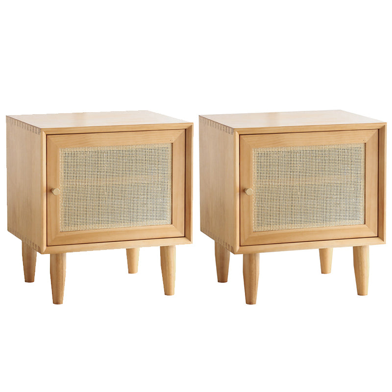 Contemporary Lower Shelf Nightstand Rattan Bedside Cabinet with Drawer for Bedroom