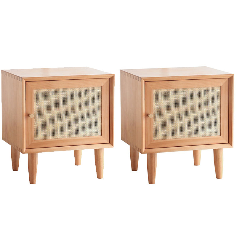 Contemporary Lower Shelf Nightstand Rattan Bedside Cabinet with Drawer for Bedroom