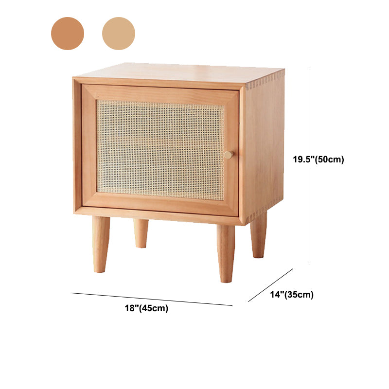 Contemporary Lower Shelf Nightstand Rattan Bedside Cabinet with Drawer for Bedroom