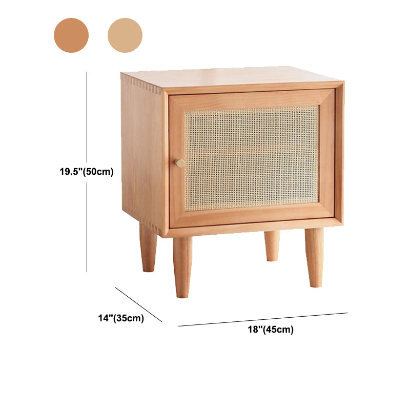 Contemporary Lower Shelf Nightstand Rattan Bedside Cabinet with Drawer for Bedroom