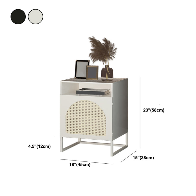 Modern Glass Nightstand Lower Shelf Bedside Cabinet with Door for Bedroom