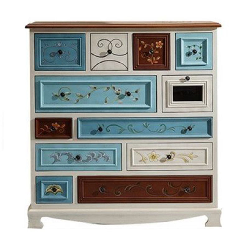 Nautical Bedroom Storage Chest Wooden Vertical Chest with 12 Drawers