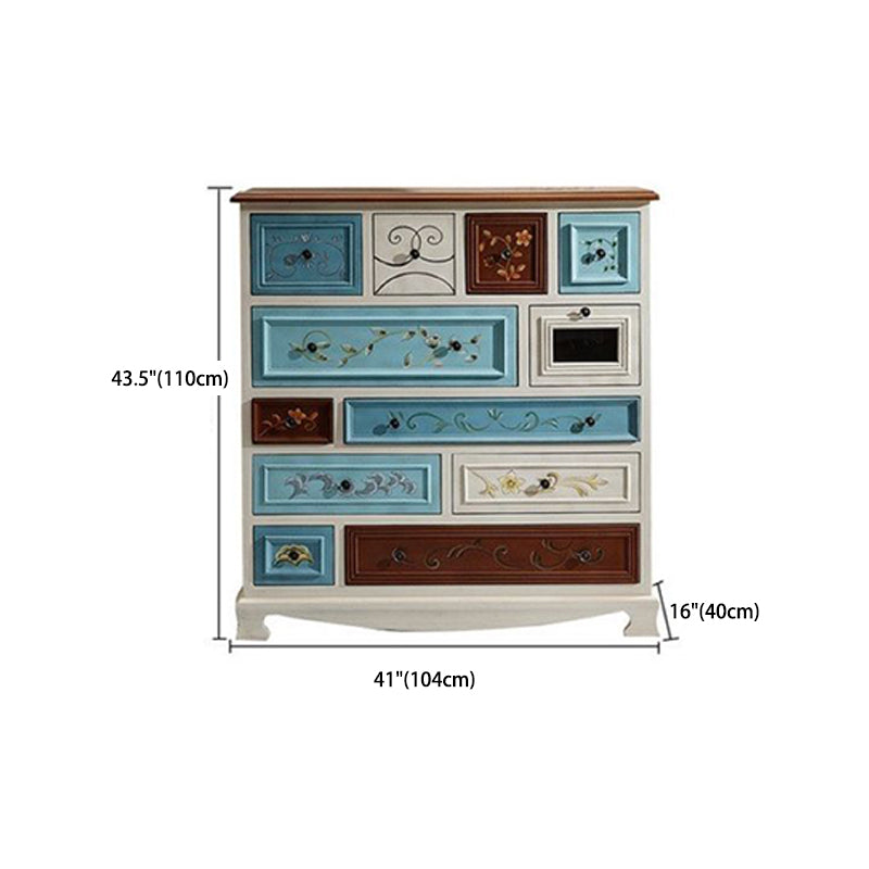 Nautical Bedroom Storage Chest Wooden Vertical Chest with 12 Drawers