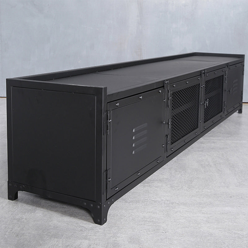 Industrial Style Metal TV Stand Black Colour Enclosed Storage TV Console with Cabinet