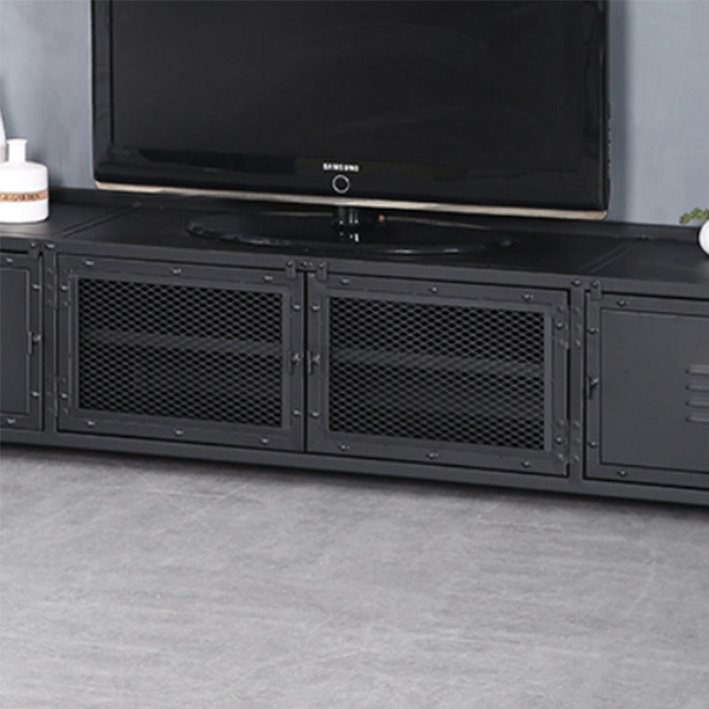 Industrial Style Metal TV Stand Black Colour Enclosed Storage TV Console with Cabinet