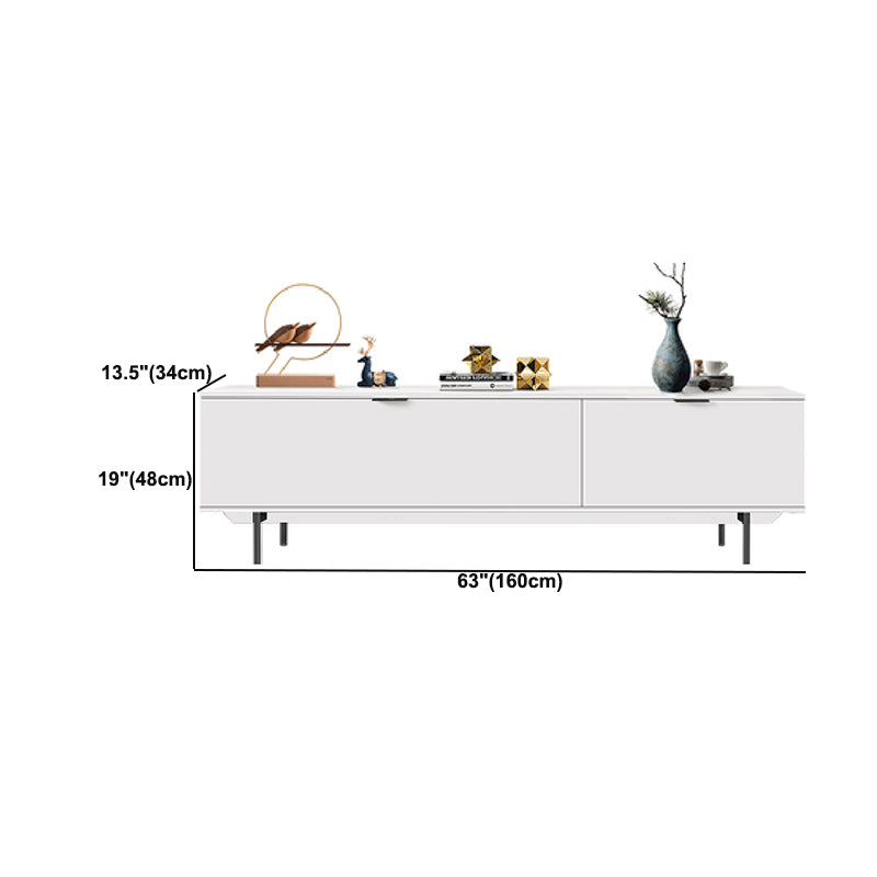 Modern Enclosed Storage TV Stand Wooden TV Cabinet with Splayed Metal Legs