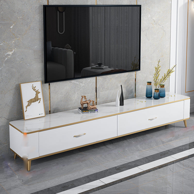 Contemporary TV Console in White TV Stand for TVs with Drawers