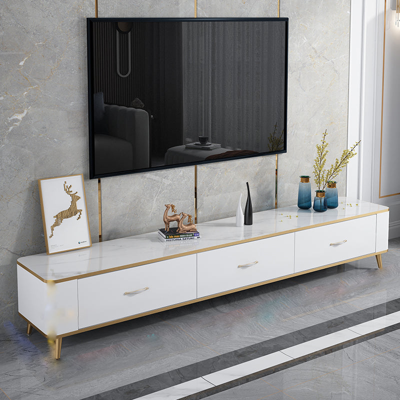 Contemporary TV Console in White TV Stand for TVs with Drawers