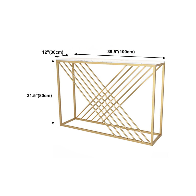 12" W Glam Marble Console Table Rectangle Stain Resistant Accent Table for Hall