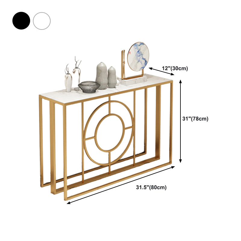 12" W Glam Stone Console Table Rectangle Abstract Accent Table for Hall