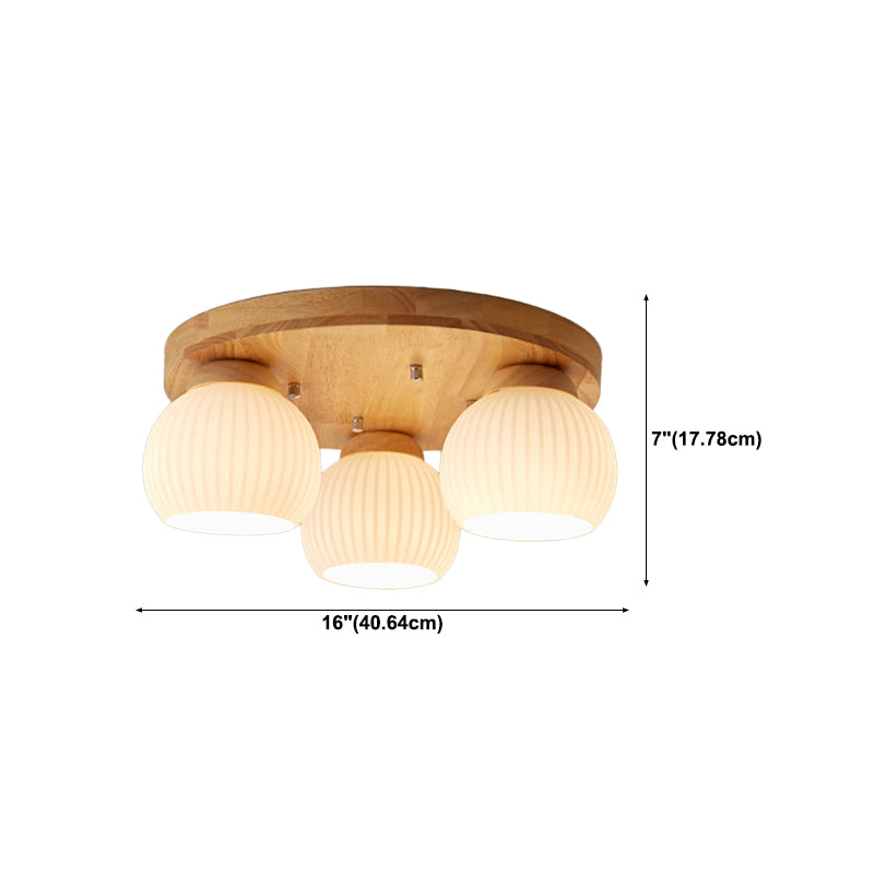 Japanese Style Ceiling Lamp Circle Shape Ceiling Light with Glass Shade for Bedroom