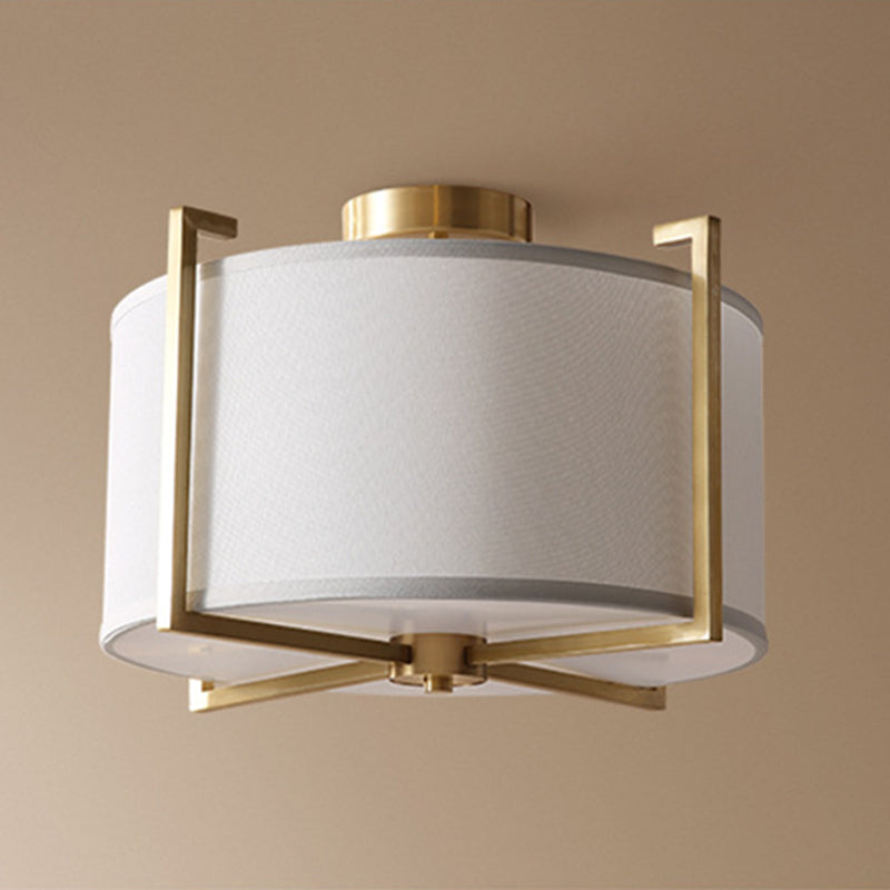 Nordic Style Ceiling Light Cylinder Shape Ceiling Lamp with Fabric Shade for Bedroom