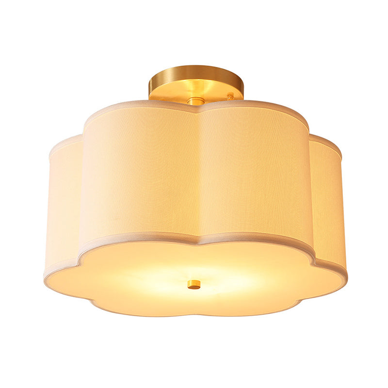 American Style Ceiling Light Geometry Shape Ceiling Lamp with Fabric Shade for Bedroom