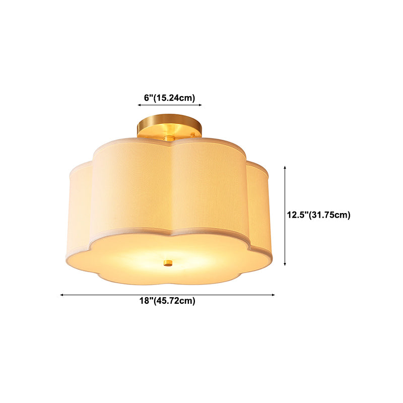 American Style Ceiling Light Geometry Shape Ceiling Lamp with Fabric Shade for Bedroom