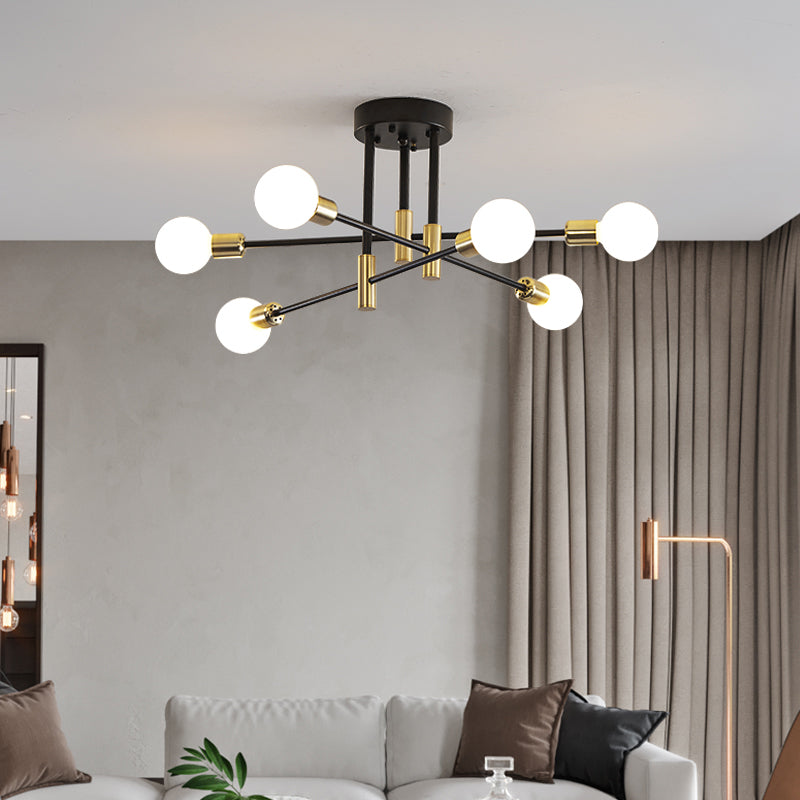 Nordic Style Black Ceiling Light Ball Shape Glass Shade Ceiling Lamp for Living Room