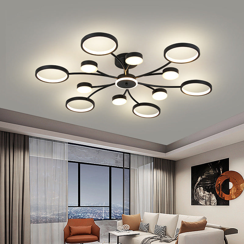 Modern Round Flush Ceiling Lights Metal Multiple-Light Ceiling Lighting