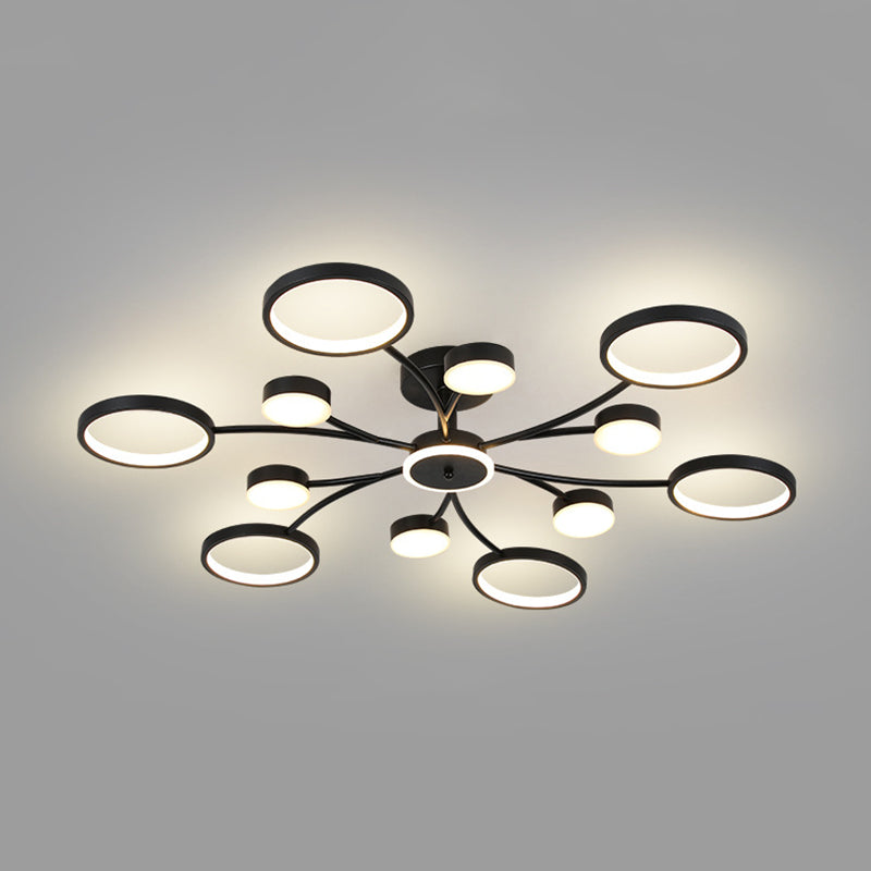 Modern Round Flush Ceiling Lights Metal Multiple-Light Ceiling Lighting