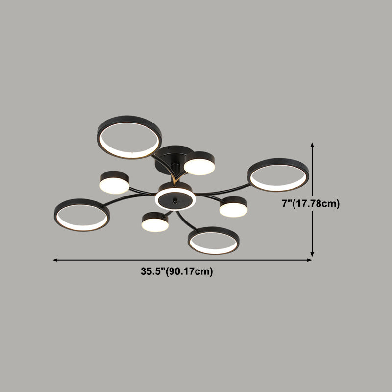 Modern Round Flush Ceiling Lights Metal Multiple-Light Ceiling Lighting