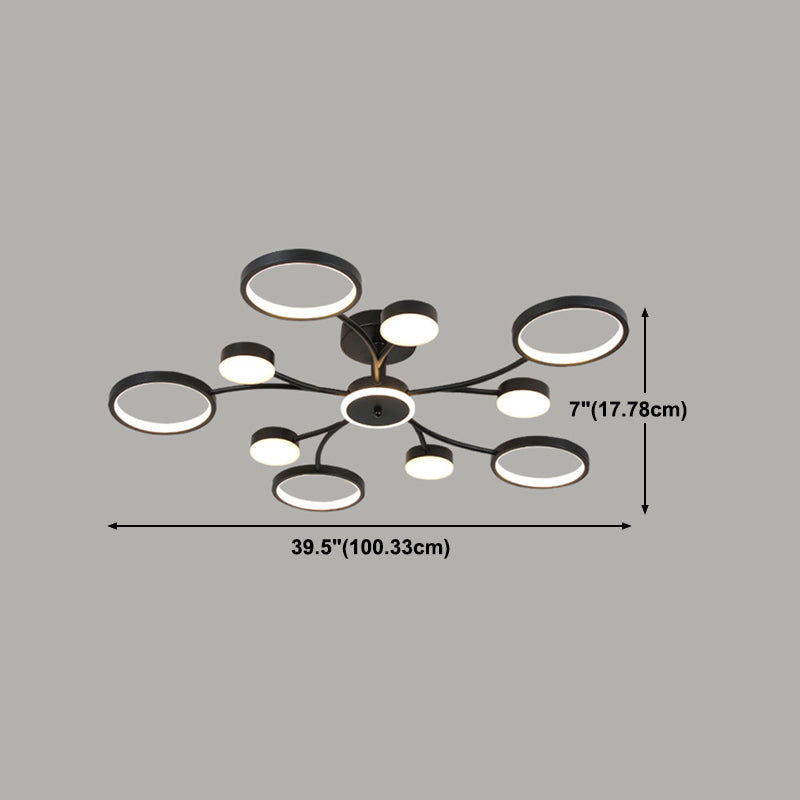 Modern Round Flush Ceiling Lights Metal Multiple-Light Ceiling Lighting