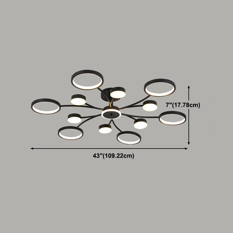 Modern Round Flush Ceiling Lights Metal Multiple-Light Ceiling Lighting