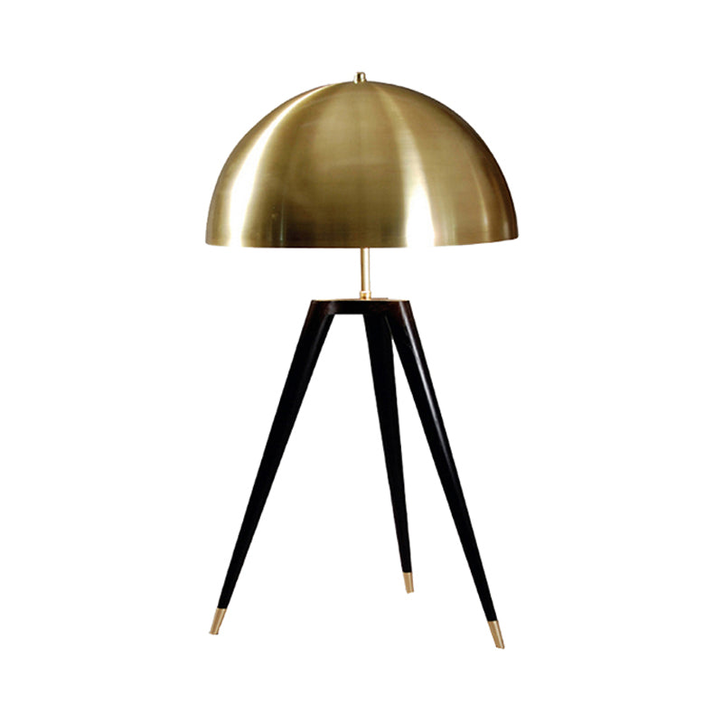 Gold Finish Dome Table Lamp Contemporary 1 Light Metallic Table Light with Tripod for Living Room